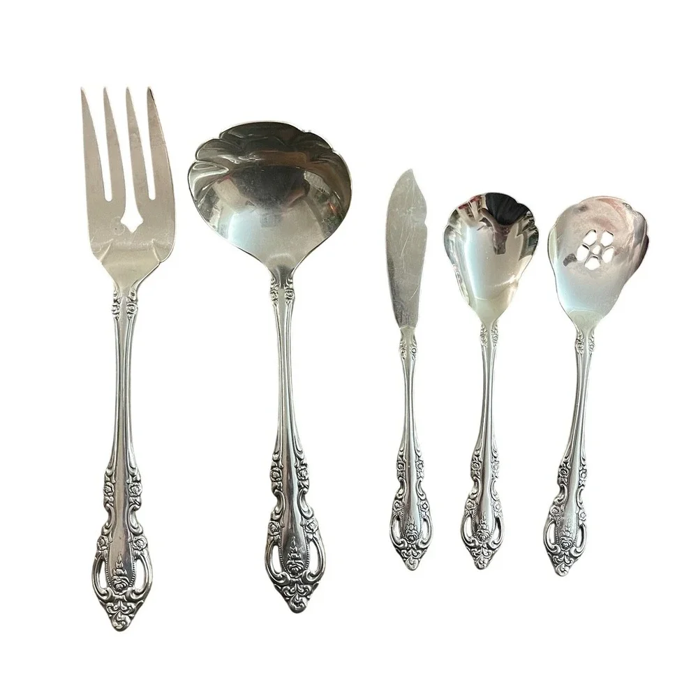 5 Oneida Brahms Serving Pieces Community Flatware Fork‎ Ladle Butter Jelly Sugar